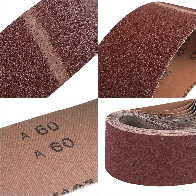 Aluminum Oxide Sanding Belts 4 x 24 inch 60/80/120/150/240/400 Assorted Grits 